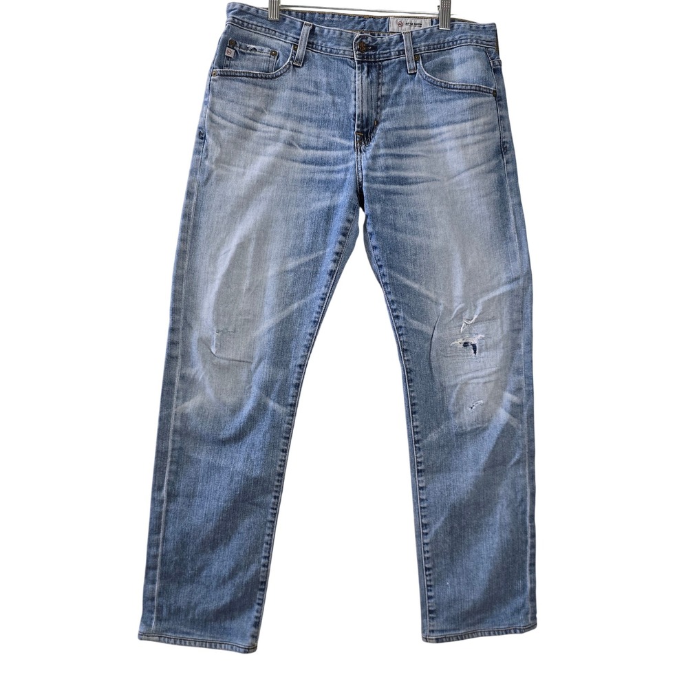 AG Adriano Goldschmied The Graduate Jeans Blue Distressed Straight Leg Denim 32